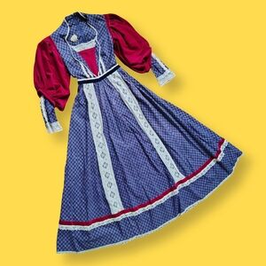 Gunne Sax 70s Vintage Prairie Dress Maxi Floral Lace Renaissance Maxi Retro Gown